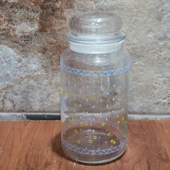 Vintage Anchor Hocking Farm Country Goose Geese Storage Jar Canister 8.5" Lid - Picture 4 of 10